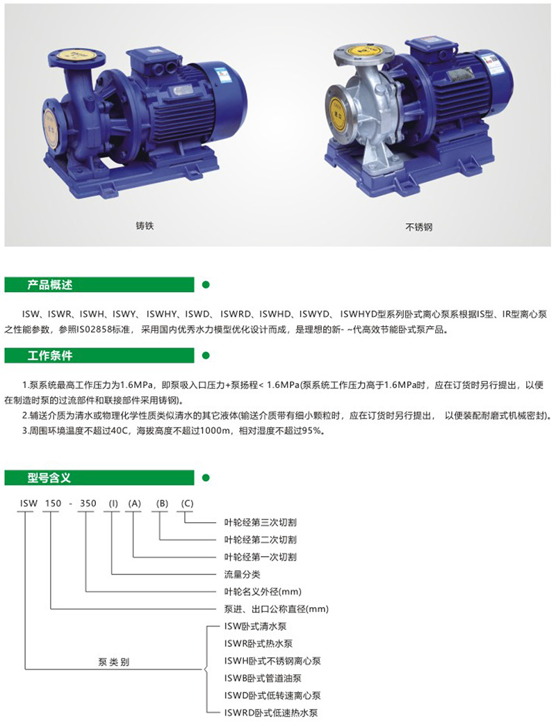 ISW單級(jí)單吸立式管道離心泵